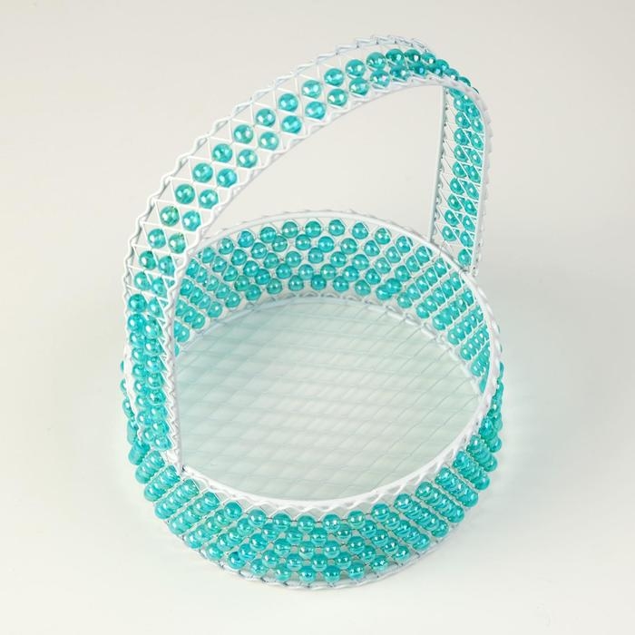 Корзина, 16х6/23 см, металл, бусины Корзина, 16х6/23 см, металл, бусины