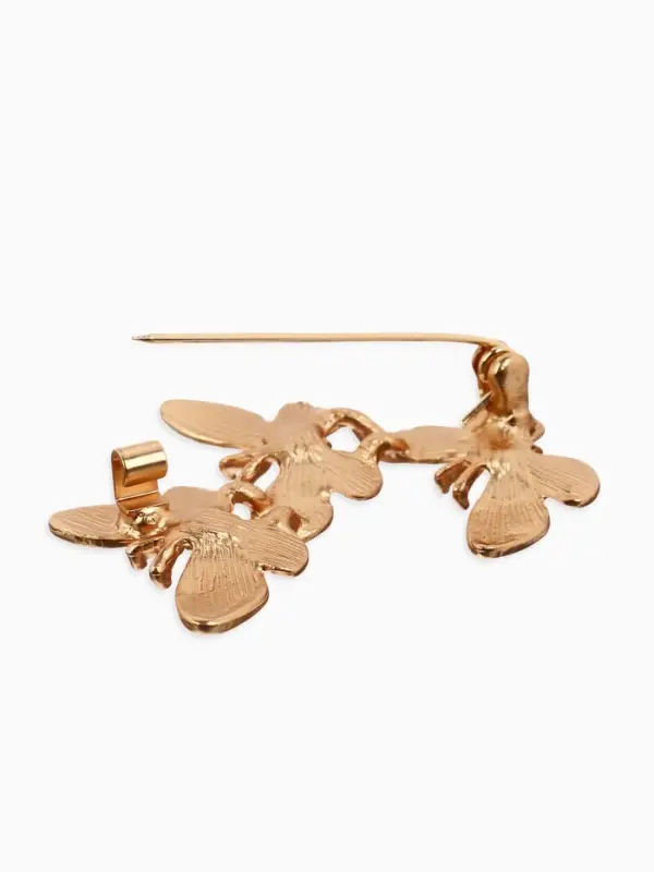 Брошь &laquo;Бабочки&raquo;, трио, цвет матовое золото