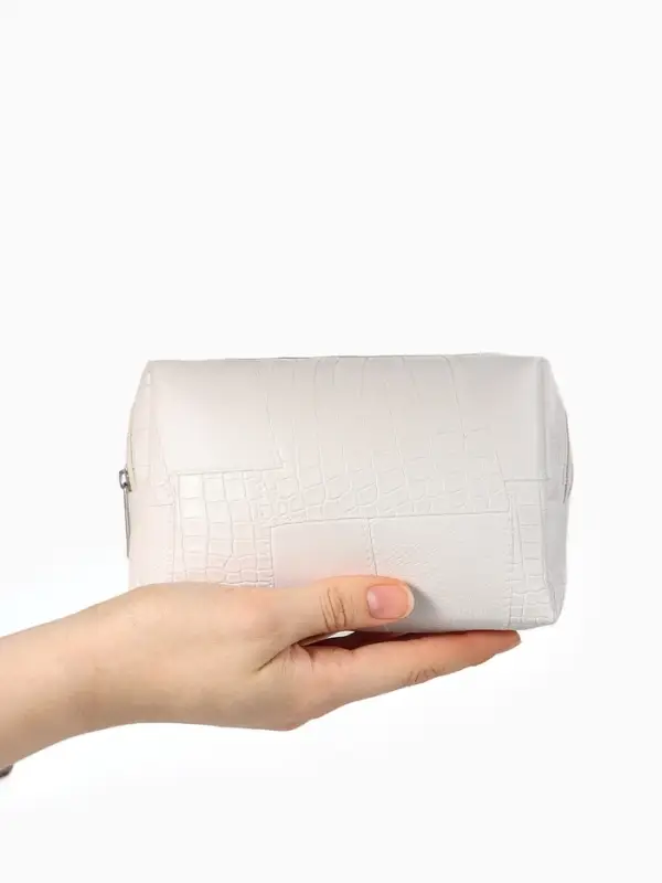 Косметичка ONE COLOR, на молнии, искусственная кожа, белая