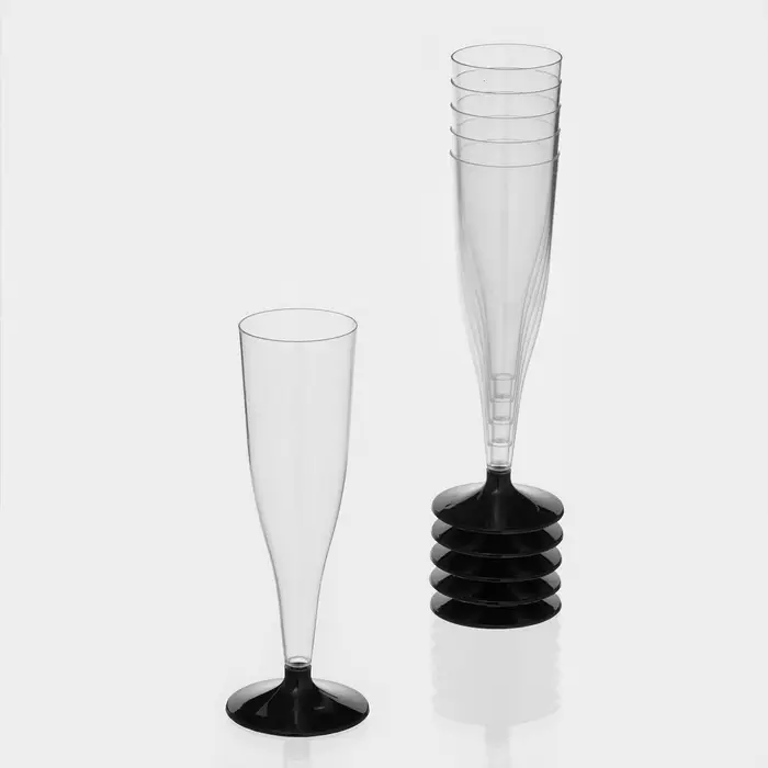 Бокал одноразовый для шампанского «Флютэ», 100 мл, пластик, МИКС