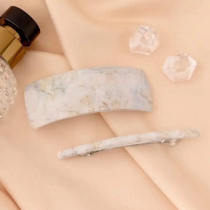 Заколки - автомат для волос &laquo;Мраморный узор&raquo;, набор 2 шт., 9 см и 9.5 см