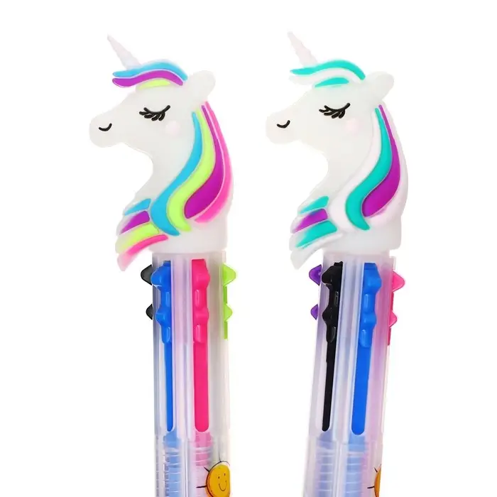 Ручка шариковая многоцветная, автоматическая &laquo;Единорог&raquo;, 6 цветов (штрихкод на штуке)