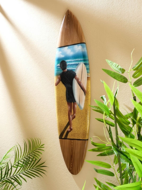 Панно "Доска для сёрфа "Сёрфингист" дерево 80х21 см