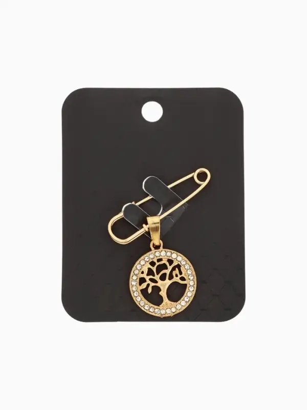 Булавка-оберег с подвеской &laquo;Дерево жизни&raquo;, 3.5 см, белая в золоте