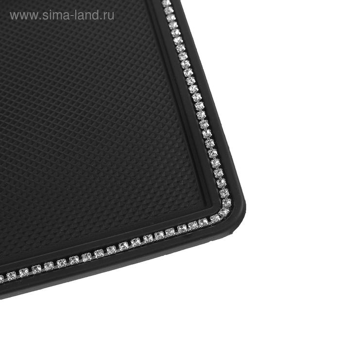Коврик противоскольязщий 18х13 см, стразы, черный Коврик противоскольязщий 18х13 см, стразы, черный