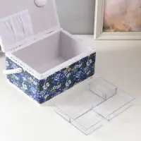 Шкатулка для рукоделия и шитья &laquo;Полевые цветы на синем&raquo;, хранение ниток, иголок, мелочи, 19&times;26&times;14.5 см