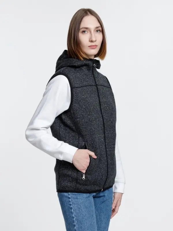 Жилет с капюшоном унисекс Gotland, черный, размер S Жилет с капюшоном унисекс Gotland, черный, размер S