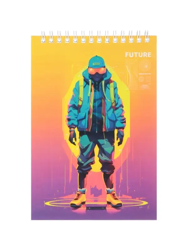 Блокнот А5, 60 листов, на гребне, обложка из мелованного картона, плотность 60 г/м&sup2;, МИКС