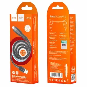Кабель U110 HOCO USB на MicroUSB 1.2M 2,4A черный