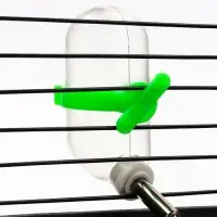 Поилка для грызунов, 60 мл, 12&times;4 см, с металлическим носиком, прозрачная, зелёное крепление