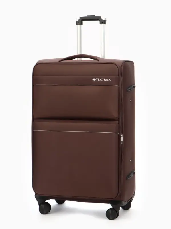 Чемодан на колёсах TEXTURA, кодовый замок, с увеличением, 47&times;30&times;78 см, 28", коричневый