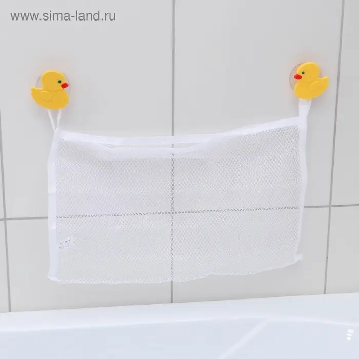 Сетка для игрушек и мелочей на присосках Доляна &laquo;Утята&raquo;, 38&times;27 см