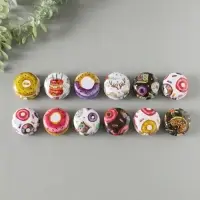 Шкатулка металл круглая "Пончики" набор 12 шт 4х4х2 см