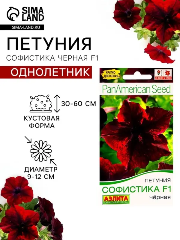 Семена цветов Петуния &laquo;Софистика черная&raquo; F1, крупноцветковая, 4 шт.