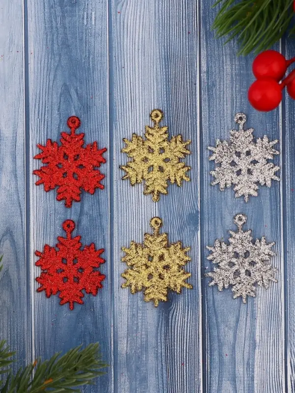 Ёлочные игрушки набор 6 шт. &laquo;Зимнее волшебство. Снежинка&raquo;, d=3.5 см, МИКС