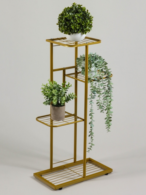 Подставка для цветов Greengo, 4 полки, 43 × 22 × 82 см, напольная, металл, цвет золотой Подставка для цветов Greengo, 4 полки, 43 × 22 × 82 см, напольная, металл, цвет золотой