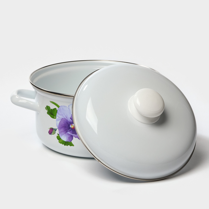 Кастрюля эмалированная «Анютины глазки», 3 л, индукция