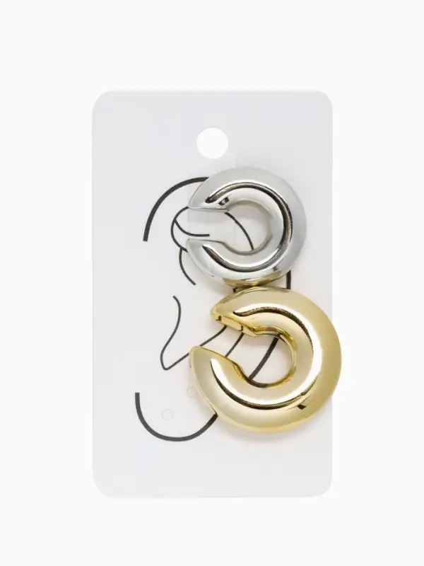Серьги &laquo;Каффы&raquo;, набор 2 шт. бублики, цвет серебро с золотом