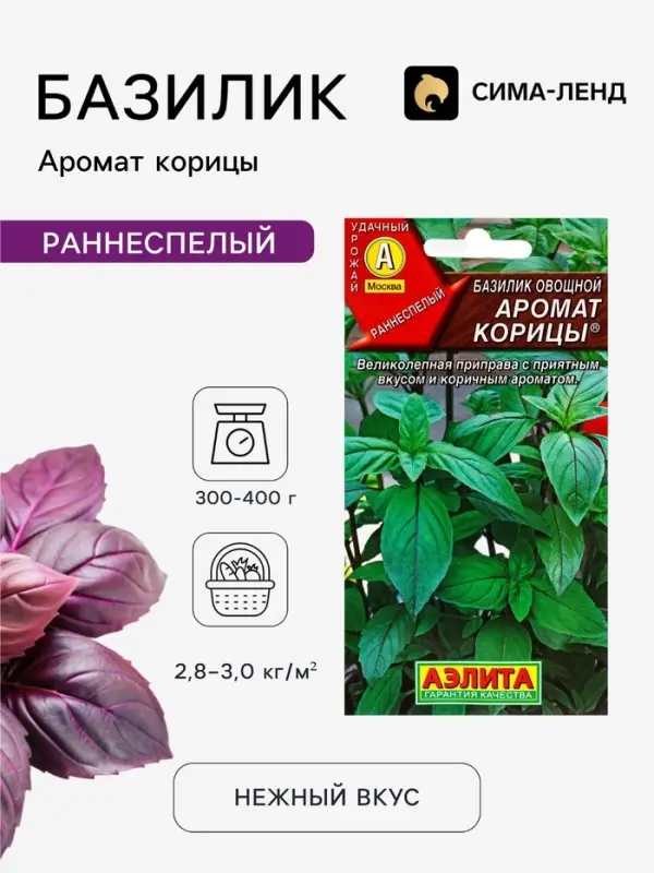 Семена Базилик овощной &laquo;Аромат корицы&raquo;, 0.2 г, ранний, &laquo;Аэлита&raquo;