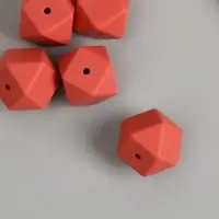 Бусина силикон "Многогранник" красно-коричневая d=1,7 см