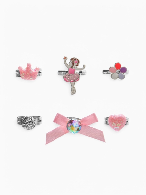 Кольца детские Кольца детские "Выбражулька" набор 6шт,балерина ассорти форма, цвет МИКС, б-р