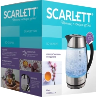 Чайник SCARLETT SC-EK27G13, электрический, 2200Вт, 2л, стекло, сталь/черный