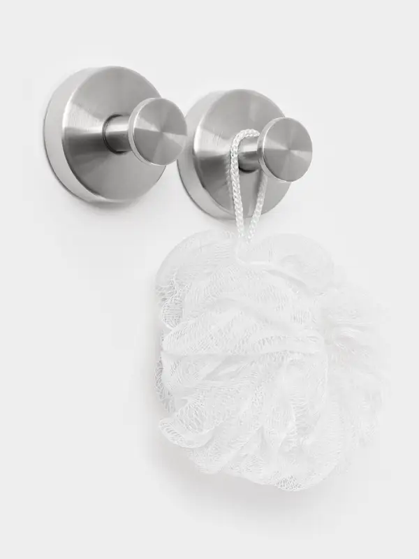 Набор крючков металлических на вакуумной присоске 2 шт, цвет хром