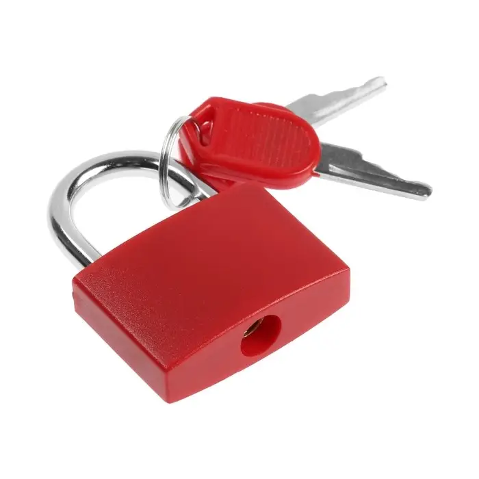 Замок навесной для чемодана, средний, 30&times;42 мм, красный