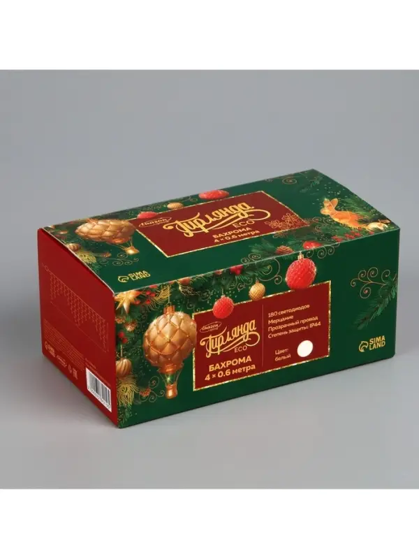 Гирлянда &laquo;Бахрома&raquo; 4&times;0.6 м, IP44, прозрачная нить, 180 LED, свечение белое, мерцание белым, 220 В