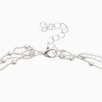 Колье 3 ярусы "Легкий стиль" квадрат, цвет серый в серебре