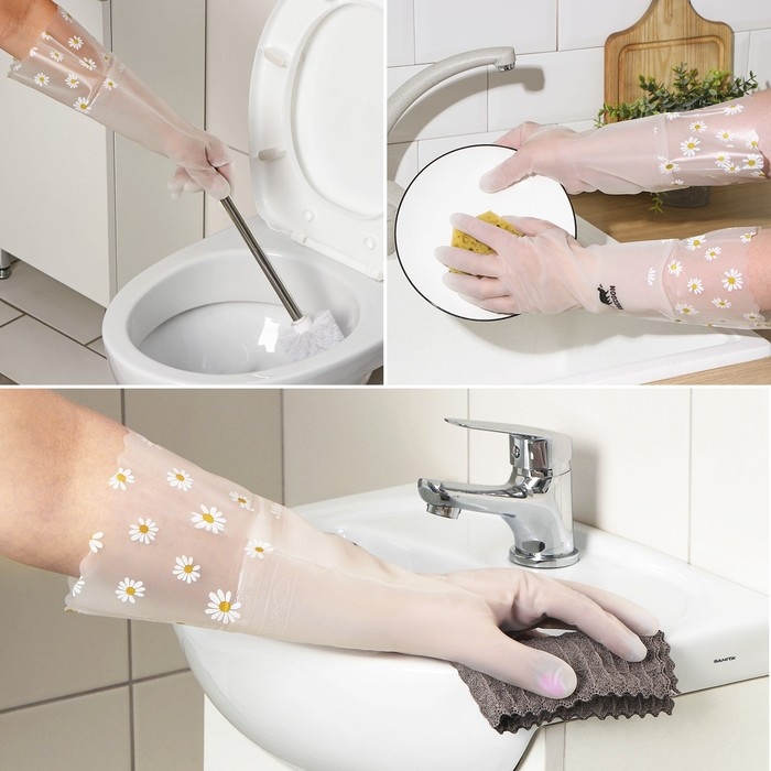 Перчатки хозяйственные Raccoon с манжетой, 40 см, размер L, цвет белый Перчатки хозяйственные Raccoon с манжетой, 40 см, размер L, цвет белый