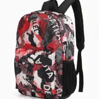 Рюкзак школьный на молнии, с карманами, с принтом, размер 30&times;13&times;42 см, красный/серый