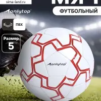 Футбольный мяч ONLYTOP, машинная сшивка, 32 панели, р. 5, PVC, резиновая камера, белый, красный