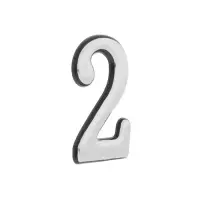 Цифра дверная 2 ТУНДРА, пластиковая, цвет хром, 1 шт.