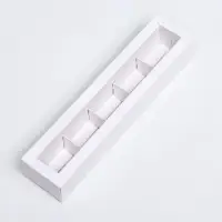 Коробка для 5 конфет с окном, с тонкими разделителями, белый 21&times;5.5&times;3.3 см