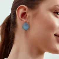 Серьги клипсы &laquo;Стиль. Прозрачный ромб, мятый&raquo;, небесная, синяя в серебре
