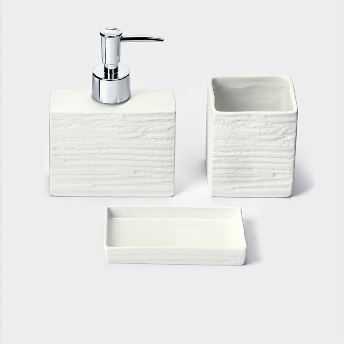 Набор для ванной Набор для ванной "Камень" 3 предмета (дозатор для мыла, стакан, мыльница)