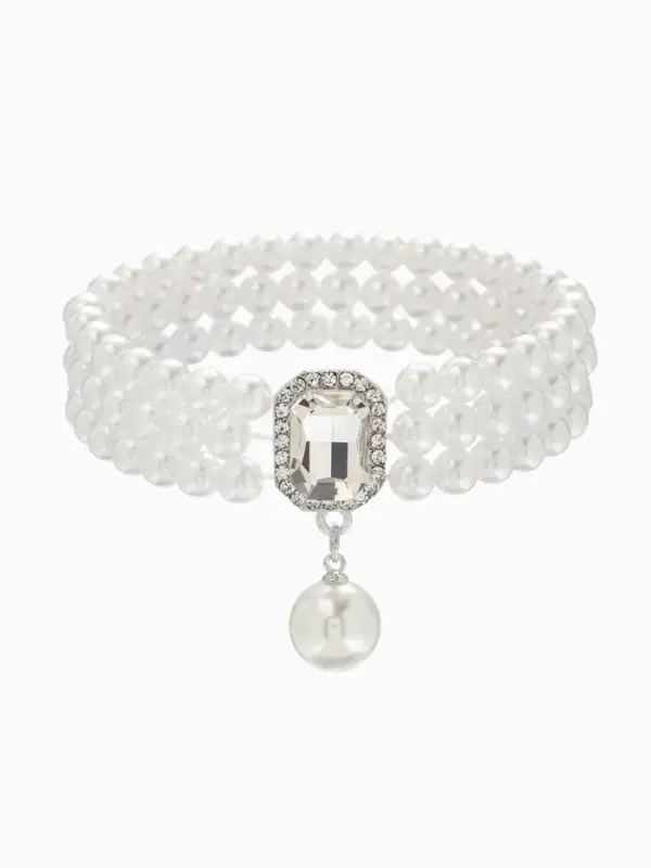 Набор 3 пред-та: серьги,колье.браслет "Императрица жемчуга", цвет белый в серебре