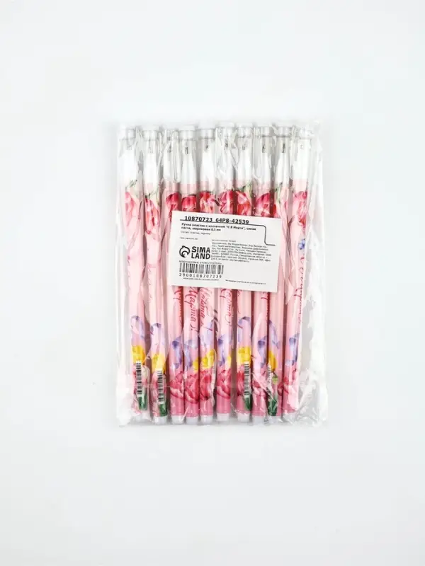 Ручка пластик с колпачком Ручка пластик с колпачком "С 8 Марта", синяя паста, шариковая 0,5 мм