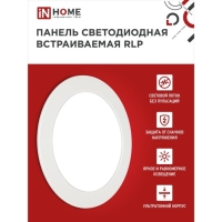 Панель светодиодная IN HOME RLP-eco, 18 Вт, 230 В, 4000 К, 1080 Лм, 225х18мм, круглая, белая