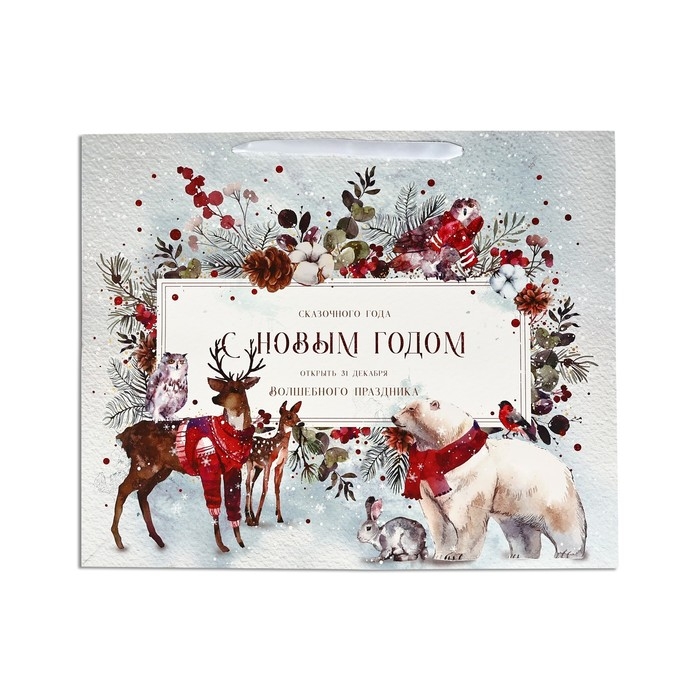 Пакет подарочный новогодний ламинированный «Снежняя поляна», XL 49 х 40 х 19 см, Новый год Пакет подарочный новогодний ламинированный «Снежняя поляна», XL 49 х 40 х 19 см, Новый год