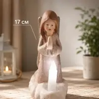 Фигура световая &laquo;Ангел, молитва у свечи&raquo;, полистоун, 7.5&times;13&times;17 см