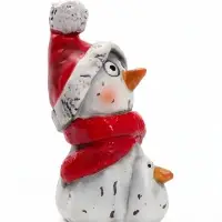 Фигурка полистоун &laquo;Снеговичок в колпаке, с птичкой&raquo; 5.5&times;4.5&times;8.5 см