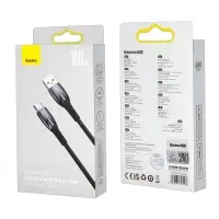 Кабель USB Type-C 2M 2.4A 100W Glimmer series Baseus черный CADH000501