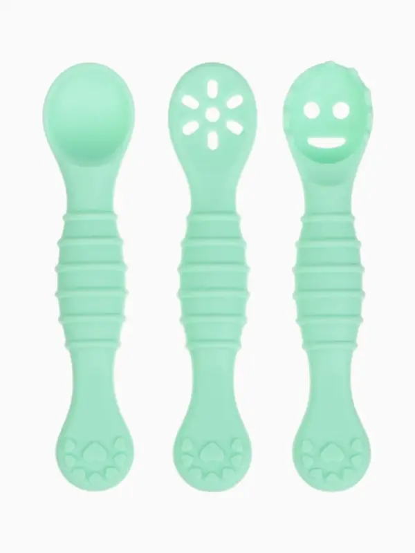 Ложка детская для прикорма, силикон, набор 3 шт., мятный M&B