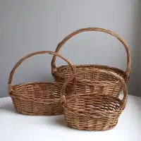 Корзина плетёная для хранения &laquo;Фональ&raquo;, лоза, с ручкой, коричневая, набор 3 шт.