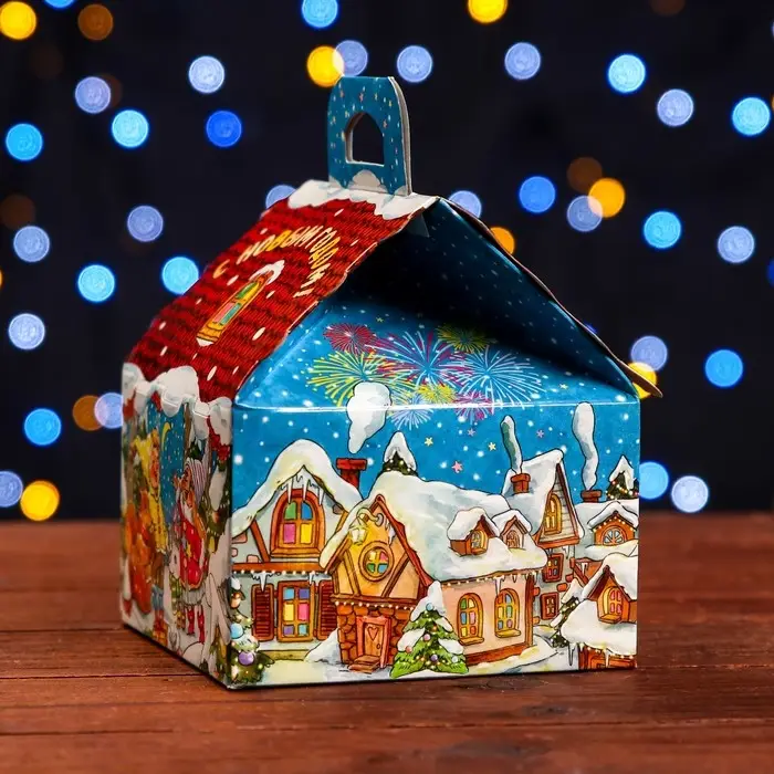 Подарочная коробка «Новогодняя Акварель», упаковка, 12×12×16.8 см