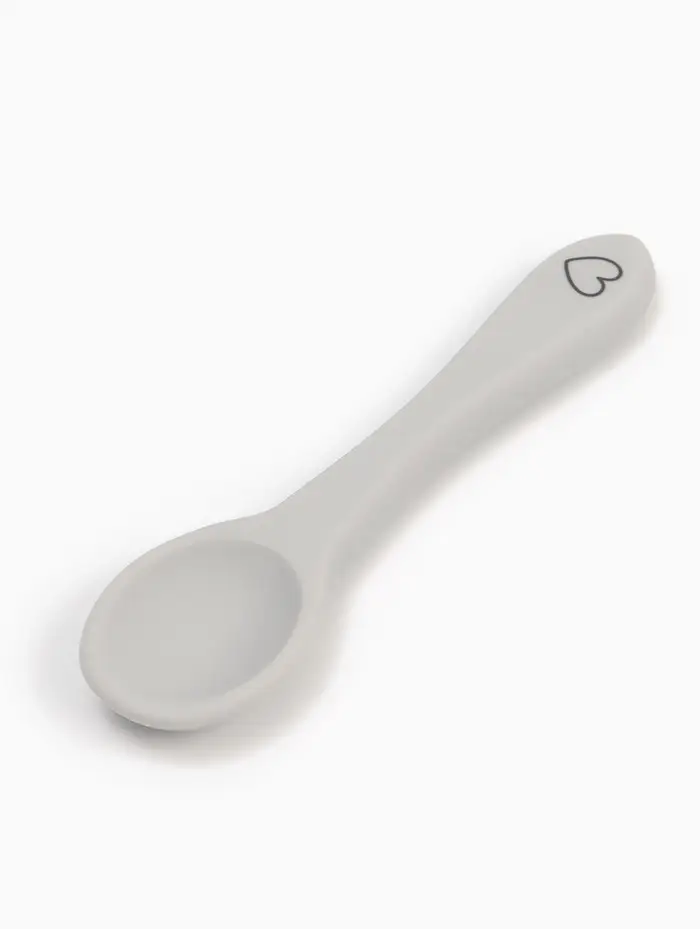 Тарелка детская на присоске и ложка, серый, Mum&Baby Тарелка детская на присоске и ложка, серый, Mum&Baby