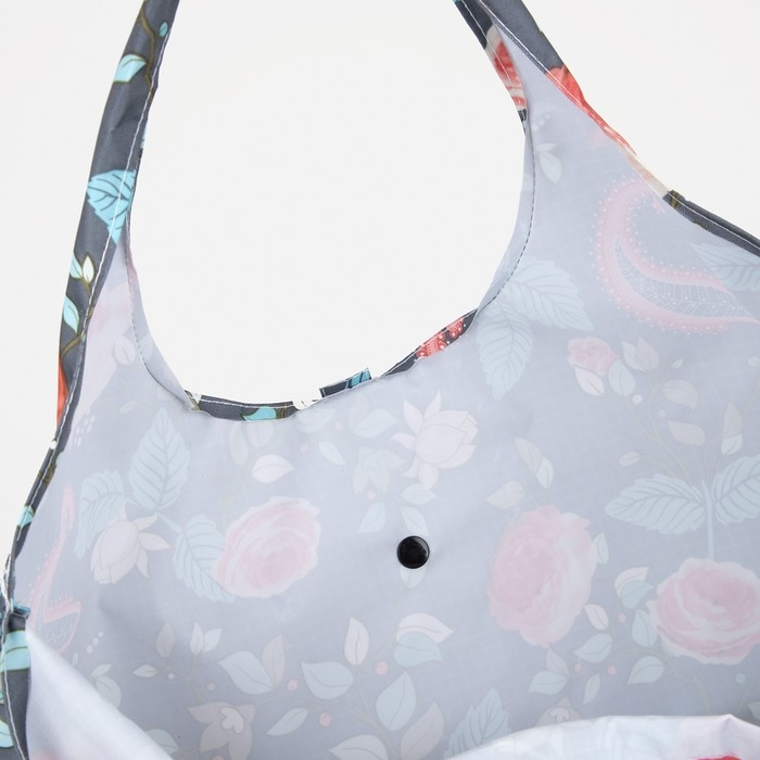 Сумка хозяйственная на кнопке, складная, цвет серый/разноцветный Сумка хозяйственная на кнопке, складная, цвет серый/разноцветный