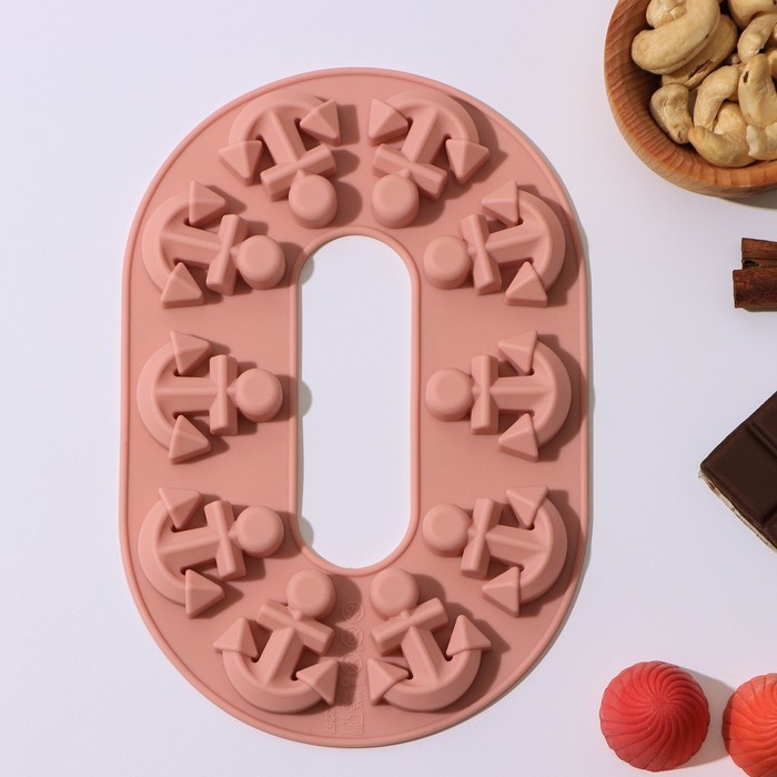 Форма для шоколада Доляна «Якорь», силикон, 20,5×13,5×1 см, 10 ячеек, цвет МИКС Форма для шоколада Доляна «Якорь», силикон, 20,5×13,5×1 см, 10 ячеек, цвет МИКС